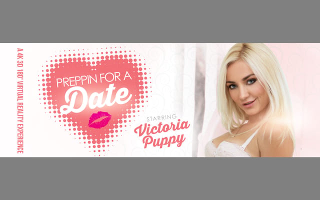 Czech blonde Victoria Puppy in lingerie poses solo in a VR Bangers 4K 60 FPS production with VR and passthrough visuals.