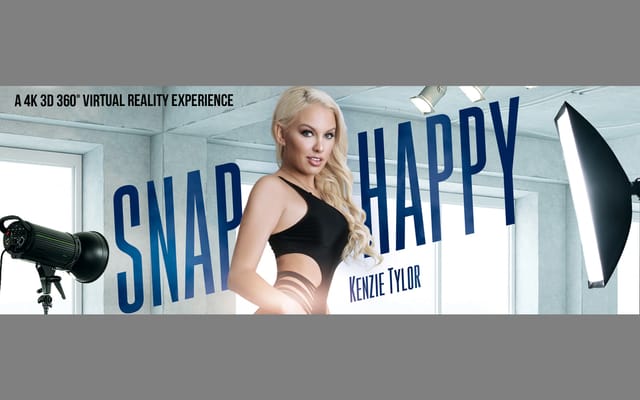 Blonde Kenzie Taylor in lingerie masturbates in a VR scene with 4K resolution and 60 FPS quality.