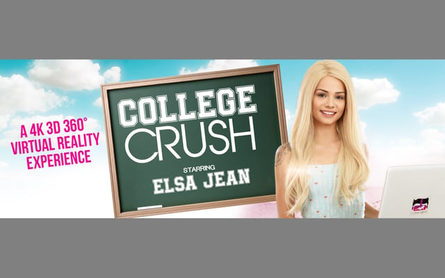 Elsa Jean masturbates solo in a college setting during this 4K VR Bangers video featuring smooth blonde teen content.