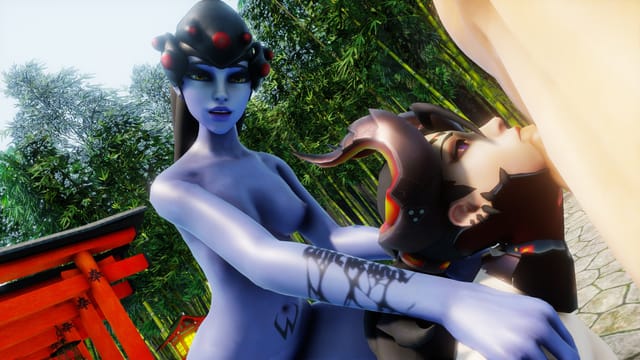 CGI Overwatch characters Mercy and Widowmaker perform a deepthroat in a 4K 180 degree VR binaural scene.