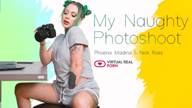 Phoenix Madina poses during an anal photoshoot in a European VR POV video with 60fps and 8K resolution.