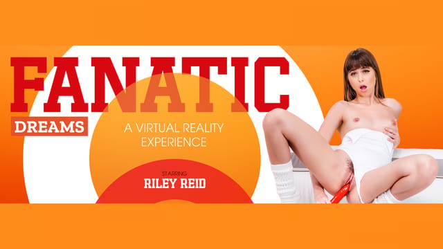 Brunette model Riley Reid performs a solo routine in a VR Bangers 4K 60 FPS production with realistic passthrough visuals.