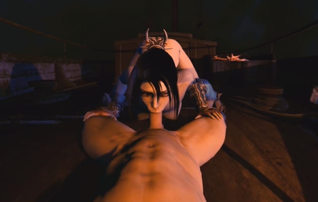 CGI Taki performs oral sex in a 3D VR environment captured in 4K 180-degree POV format by DarkDreams
