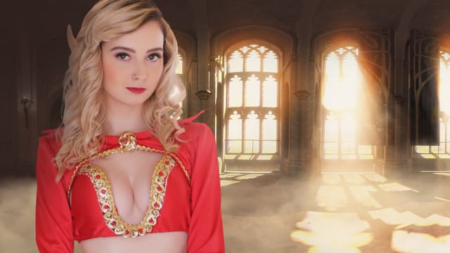 Busty Blood Elf Lexi Lore performs a POV blowjob in 4K cosplay for WhorecraftVR