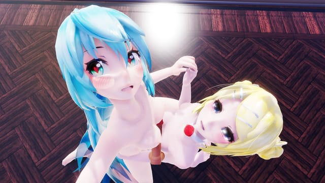 CGI Hatsune Miku and Rin in a 4K 180 degree VR hentai scene with binaural sound