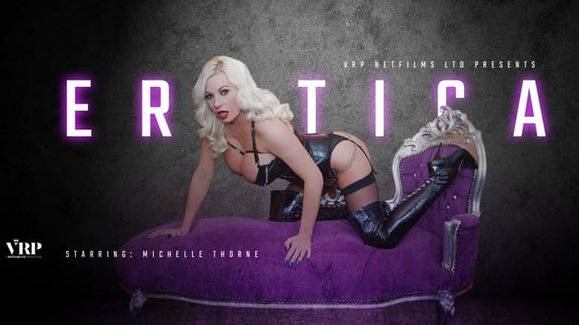 Michelle Thorne in sexy lingerie performs a solo scene in 4K VR footage