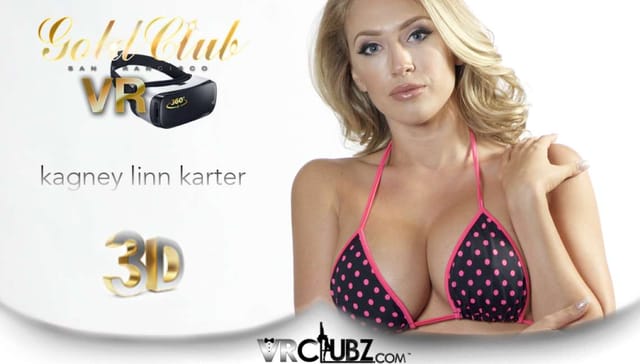 Brunette model Kagney Linn Karter performs a solo private dance in lingerie and high heels, captured in a 180 degree VR production.