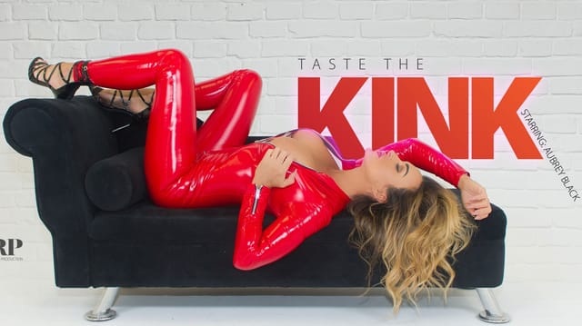 Aubrey Black performs solo in a 4K VRPFilms 180 degree VR video featuring big breasts and tall Australian features.