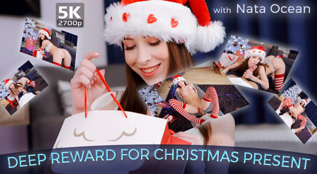 Nata Ocean performs a POV blowjob in a Christmas cosplay setting for this 60 FPS VR video production by TmwVRnet.