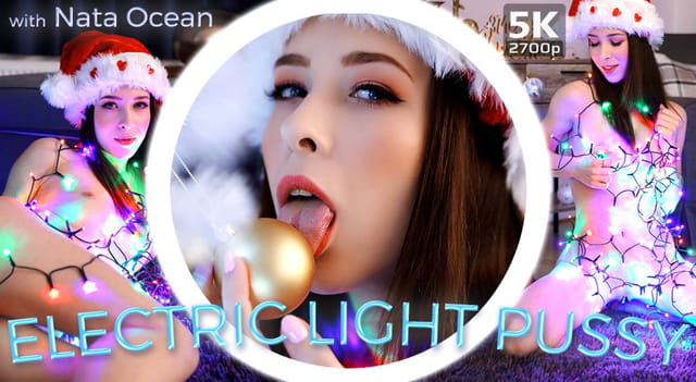 Nata Ocean in a European teen cosplay poses with Christmas decorations in this 60 FPS solo VR video by TmwVRnet.