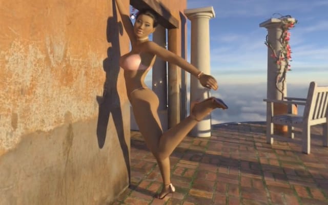 CGI ray traced beauty body scan in clouds with 4K 180 degree 3D and binaural sound VR experience