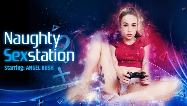 Brunette Angel Rush performs a solo VRPFilms 4K 60FPS VR experience featuring big tits in a Naughty Sex Station production.