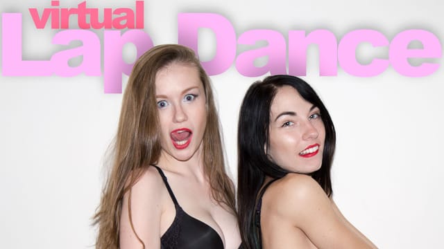 Brunette models Mary Angel and Emily Bloom perform a virtual lap dance in lingerie during this 4K 60 FPS European VR video.