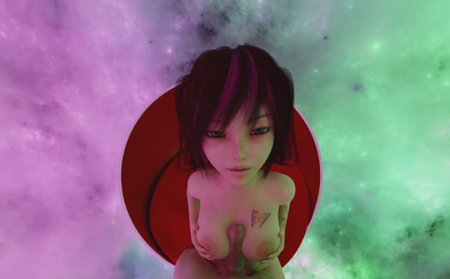 CGI neon goddess performs a titsjob in a 4K 180 degree VR binaural cartoon scene by AlexGoldxx