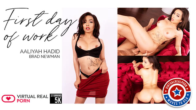 Aaliyah Hadid performs anal sex in a POV office setting for Virtual Real Porn in 4K VR