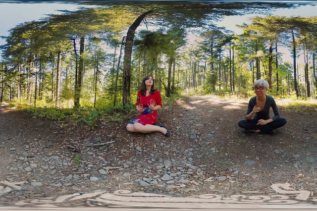 Raven Snow sits outdoors in a softcore interview setup filmed in 4K non-POV VR at 60 FPS by YanksVR