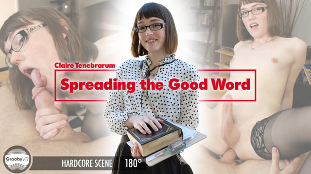 Claire Tenebrarum performs oral sex and anal play in lingerie during this 4K VR POV scene from GroobyVR.