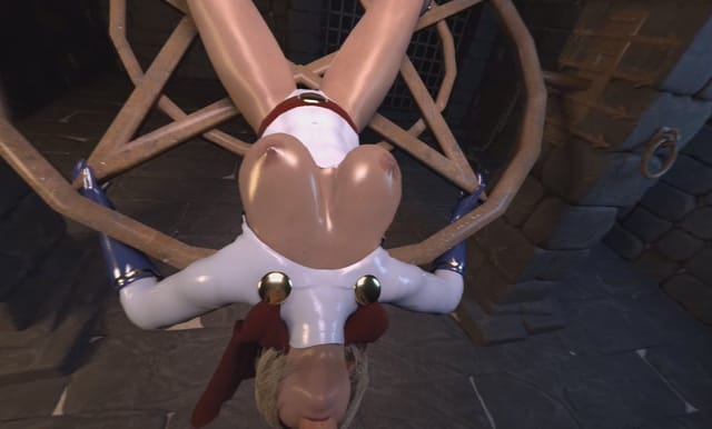 CGI Power Girl in a 360 VR scene with binaural sound and 4K resolution.