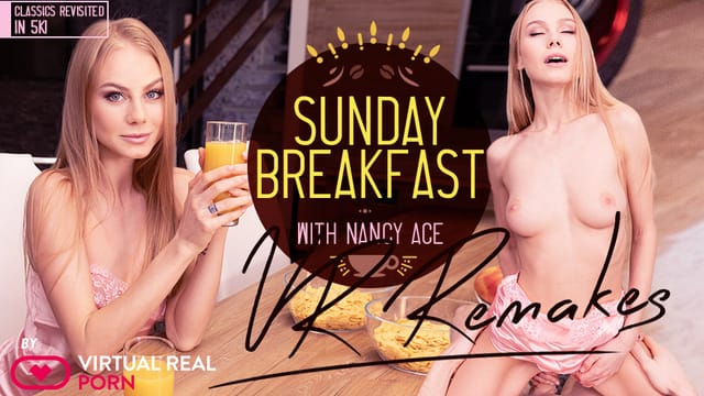 Nancy Ace performs a POV blowjob and titty fuck during a European kiss in a 60 FPS VR scene.