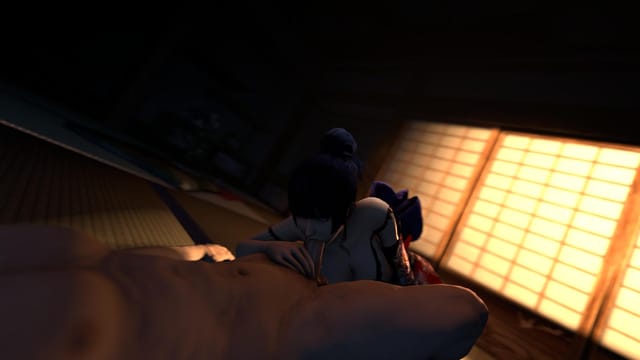 Hentai character Nyotengu performs a POV blowjob in a 180 degree 4K VR scene by DarkDreams
