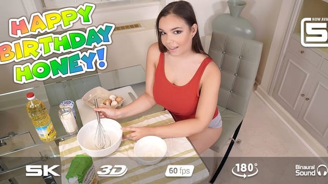 Sofia Lee performs a blowjob and titty fuck in a close up POV scene from RealJamVR Special Birthday Cake