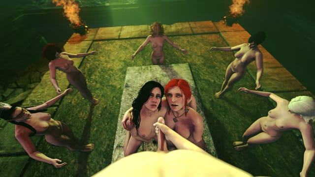Yennefer and Triss Merigold perform a POV blowjob in a VR 4K Witcher parody