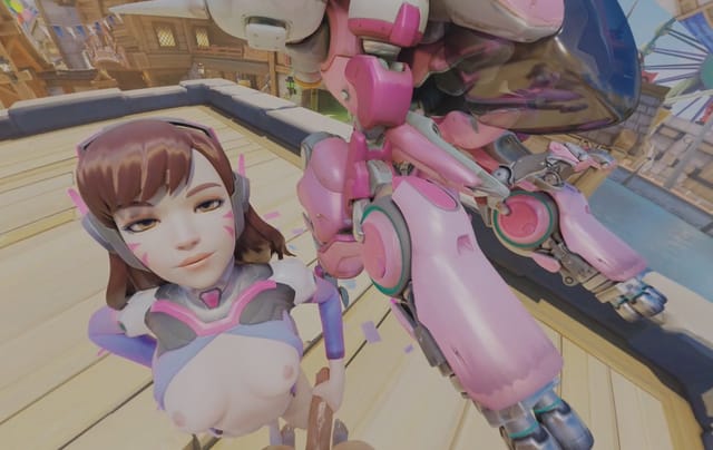 CGI model Dva performs a handjob in a park setting within this 4K 180-degree VR video production by RapidBananaCannon.
