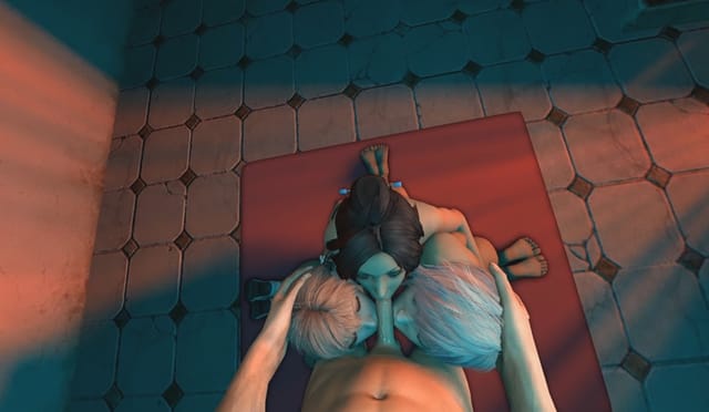 Serah Lightning and Lebreau perform a POV blowjob in a 180 degree 4K VR hentai scene by DarkDreams
