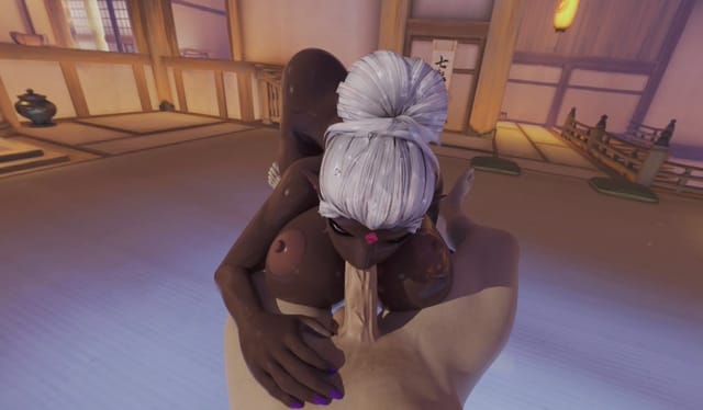 POV blowjob scene featuring big tits in a 180 degree VR passthrough video with 4K resolution and 60 fps playback.