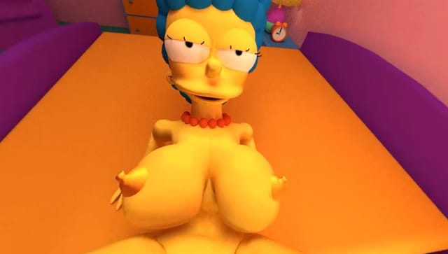 CGI Marge Simpson in missionary position during 4K 180 degree VR porn parody by BaiMudan