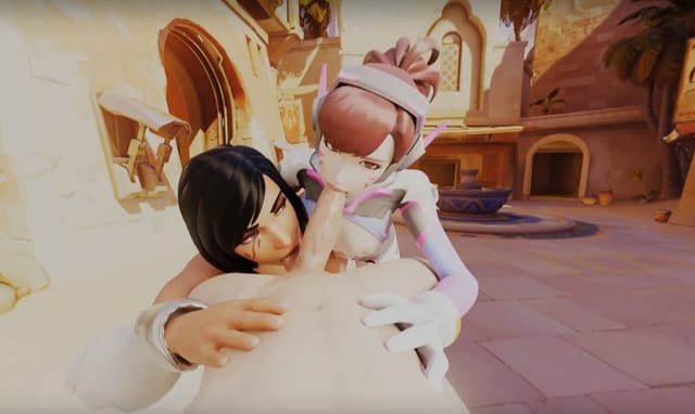 Overwatch D.va and Pharah threesome blowjob LewdVROfficial — photo 3