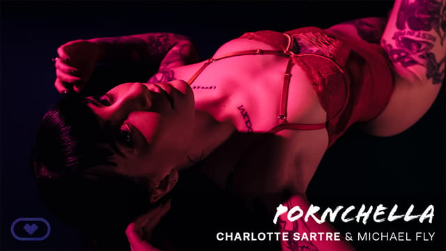 Charlotte Sartre performs anal vaginal sex and a footjob in a VR POV scene filmed at 60 FPS for Virtual Real Porn.