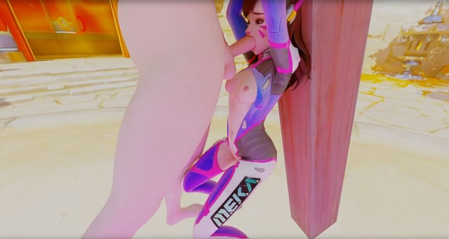 CGI D.va receives a blowjob in an Overwatch parody VR video featuring 180 degree 3D graphics and 4K resolution.