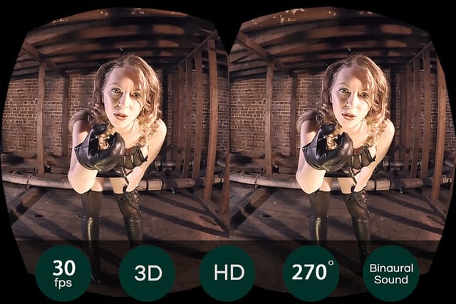 Mistress T in high heels dominates the scene in this solo 4K VR video by HologirlsVR featuring premium 60 FPS passthrough visuals.