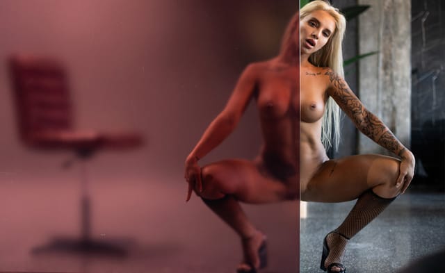 AbbyQ performs solo in a StasyQVR 4K 180 degree VR experience featuring fast blondes and good times at 60 frames per second.