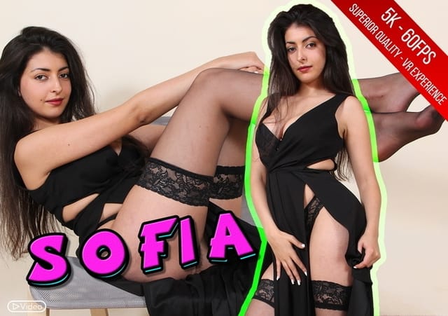Brunette model Sofia performs a solo foot fetish tease in a steamy VR setting featuring 4K premium production quality.