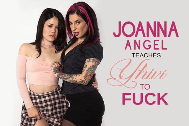 Joanna Angel and Yhivi perform group sex and oral acts in a VR POV scene featuring anal and oral sex in 60 FPS.