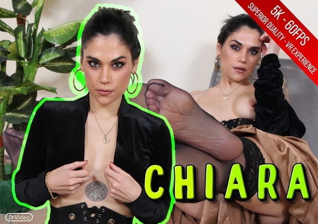 Chiara smokes while removing stockings in a solo VR 4K scene by VRFootFetish