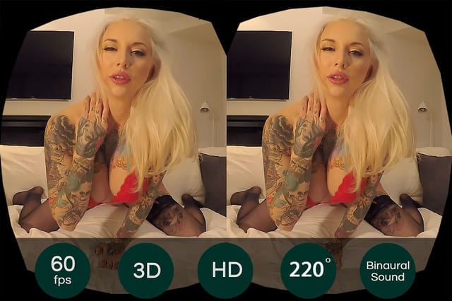 Rachel Rampage with tattoos and big tits performs a solo POV scene in 4K VR for HologirlsVR