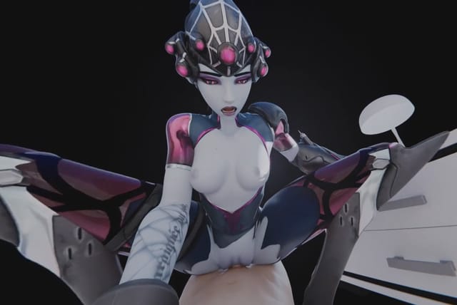 CGI Widowmaker squat riding in a 180 degree VR scene with 4K resolution and 3D graphics from RapidBananaCannon