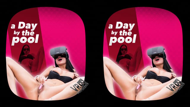 Raven Bay poses solo by the pool in a fisheye 4K VR experience with 60 frames per second rendered in premium quality.