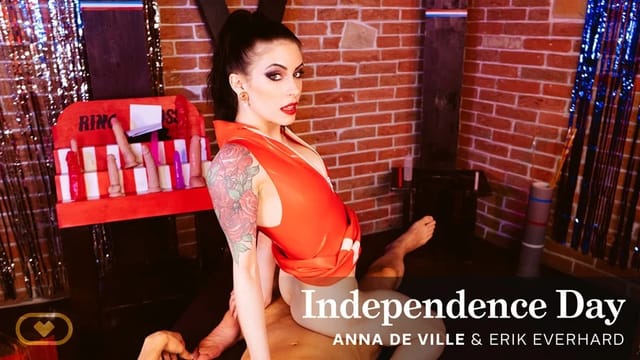 Anna de Ville performs a POV blowjob and vaginal sex in close up with touching tits in this 60 FPS VR video by Virtual Real Porn.