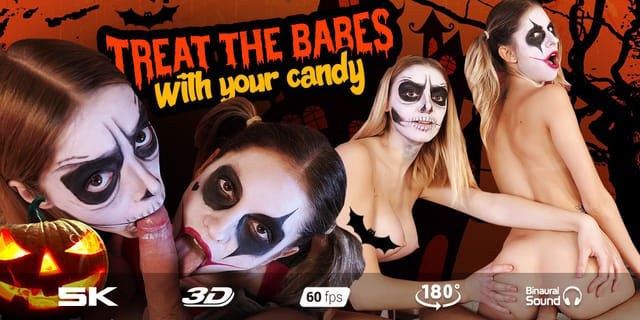 Paola Hard and Rebecca Volpetti perform anal and oral acts in a horror VR POV scene with 60 FPS quality.