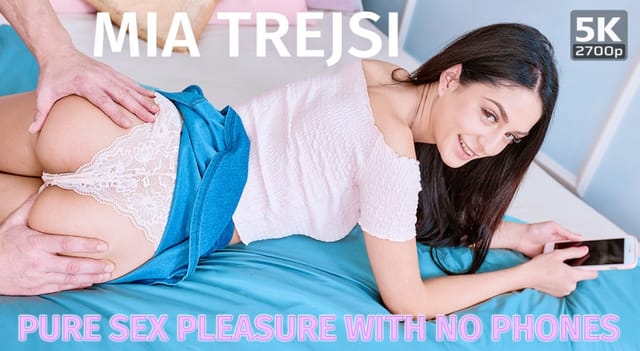 Brunette Mia Trejsi performs a POV blowjob in 4K VR with 60 FPS quality for an immersive adult experience.