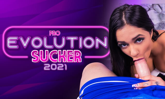 Brunette Serena Santos performs a POV blowjob in 4K VR footage from VR Conk