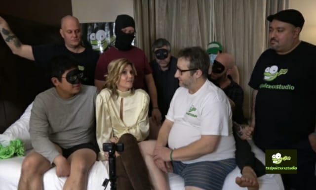 Mrs. Dawson performs oral and anal sex in a gangbang scene filmed in 60 FPS VR for TadPoleXXXStudio