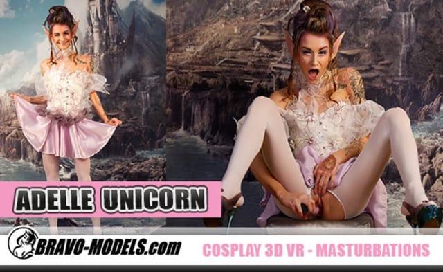 Adele Unicorn cosplaying solo in a premium 4K 180 degree VR scene with 5K resolution and passthrough effects.