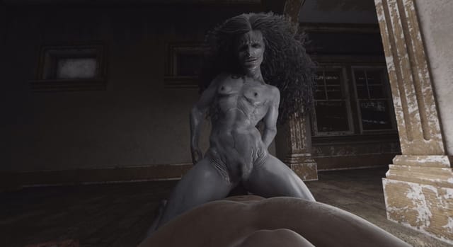 CGI horror scene featuring a 360 degree virtual reality perspective with ray tracing effects in a dark atmospheric 4K resolution setting.