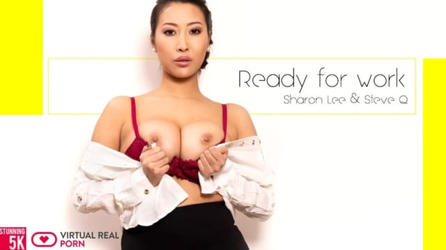 Sharon Lee performs a POV blowjob in a work setting for Virtual Real Porn in 60 FPS VR.
