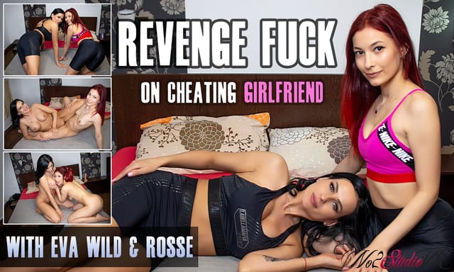 Eva Wild and Rosse perform oral sex on a cheating girlfriend in a 4K VR scene produced by No2StudioVR